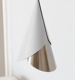 Abat-jour en aluminium argenté et blanc Cornet - Umage