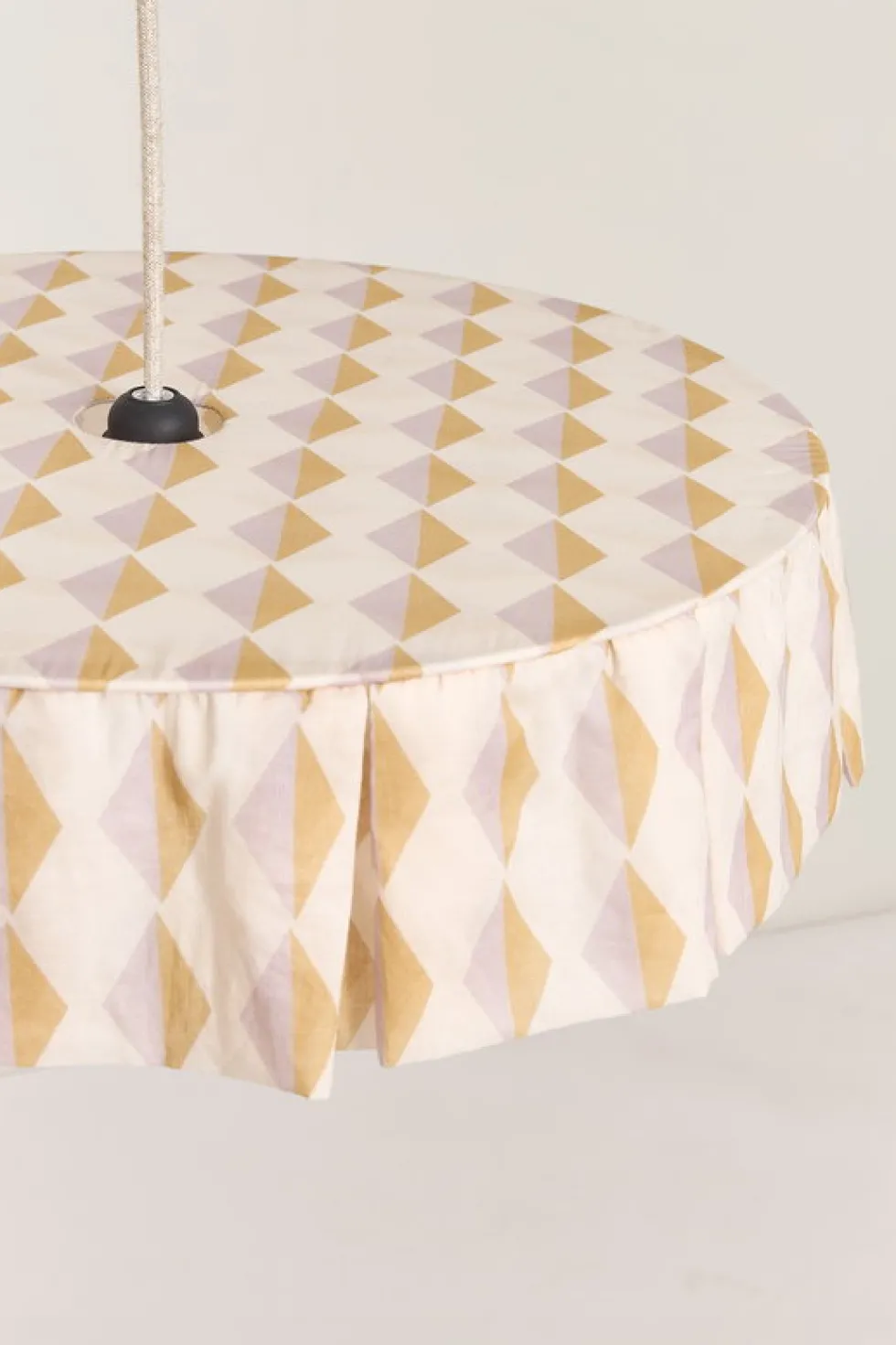 Abat-jour en lin pour suspension arlequin moutarde et lilas 50cm Vibes - Nobodinoz