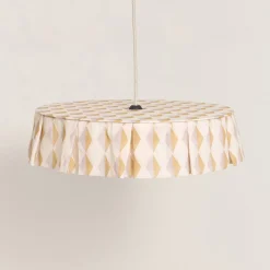 Abat-jour en lin pour suspension arlequin moutarde et lilas 50cm Vibes - Nobodinoz