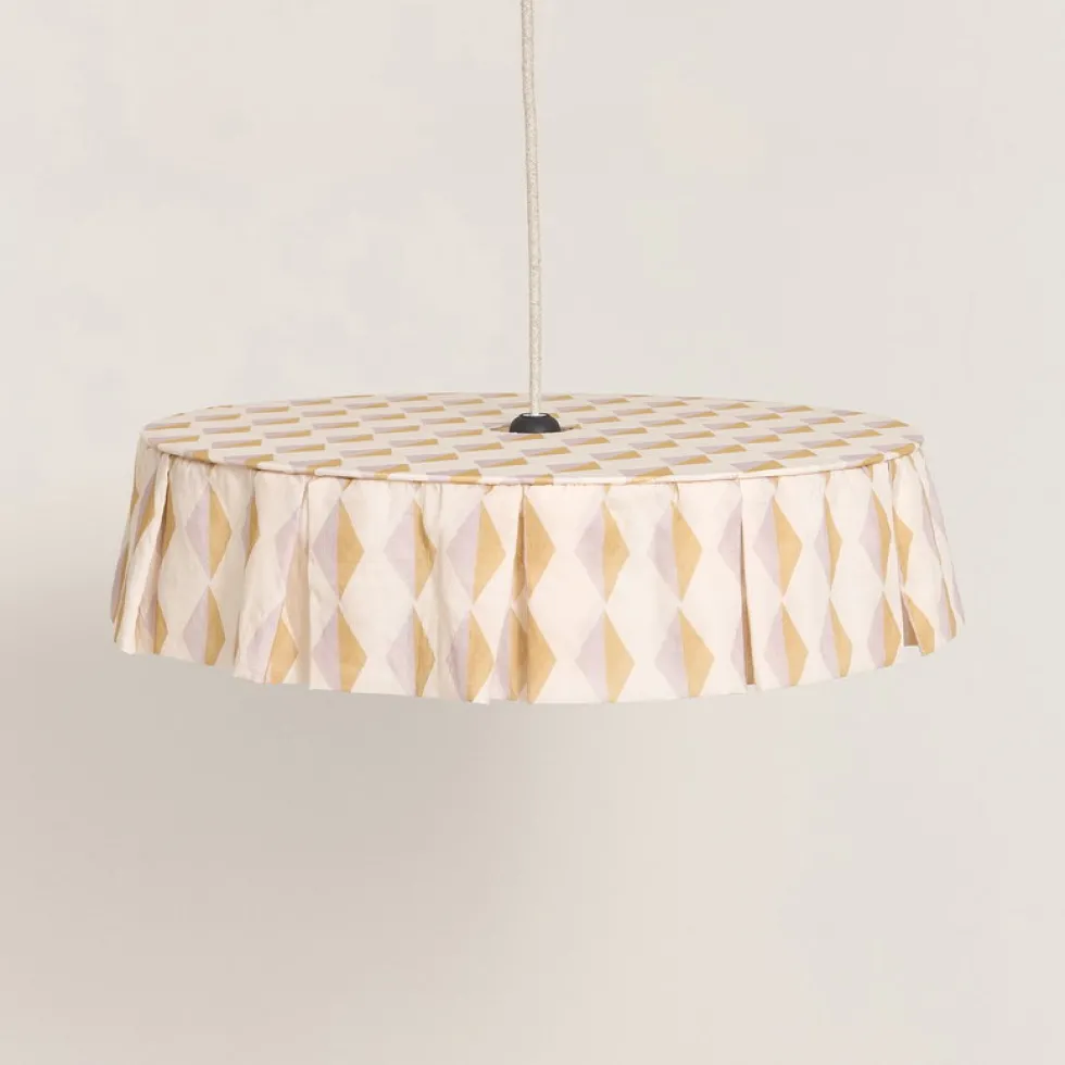 Abat-jour en lin pour suspension arlequin moutarde et lilas 50cm Vibes - Nobodinoz