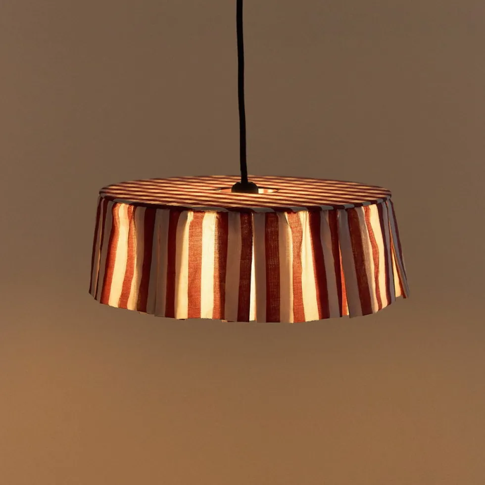 Abat-jour en lin pour suspension à rayures maroon 40cm Vibes - Nobodinoz