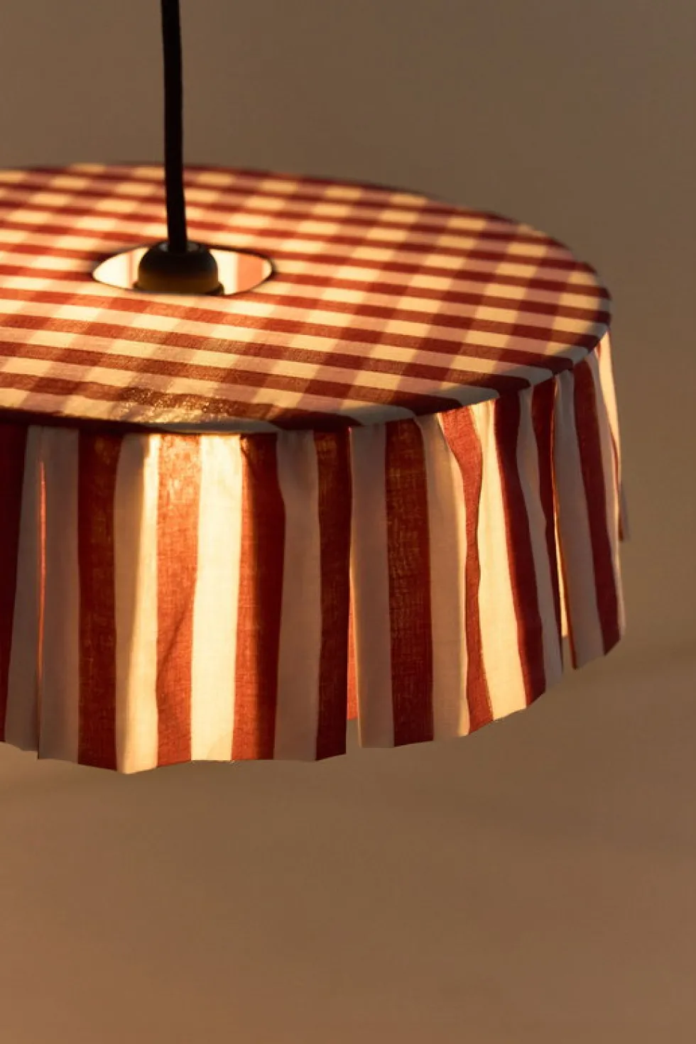 Abat-jour en lin pour suspension à rayures maroon 40cm Vibes - Nobodinoz