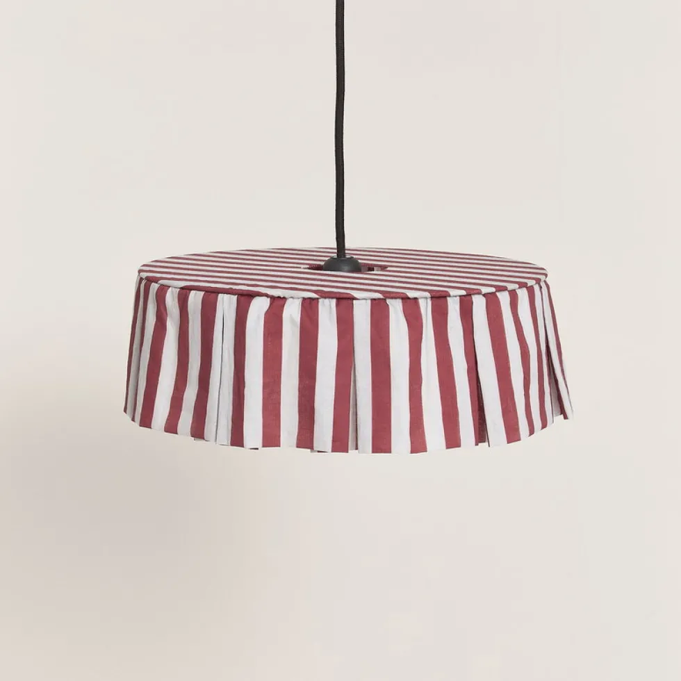 Abat-jour en lin pour suspension à rayures maroon 40cm Vibes - Nobodinoz