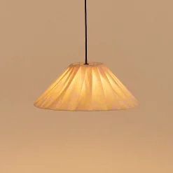 Abat-jour plissé pour suspension en popeline de coton bio à motifs fleurs jaune 50 cm Ava - Nobodinoz