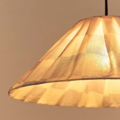 Abat-jour plissé pour suspension en voile de coton à carreaux bleu 50 cm Ava - Nobodinoz