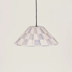 Abat-jour plissé pour suspension en voile de coton à carreaux bleu 50 cm Ava - Nobodinoz
