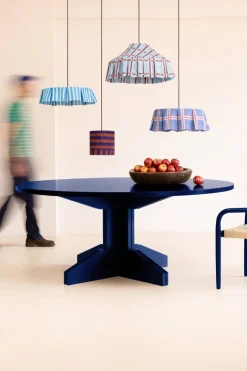 Abat-jour pour suspension en coton bio à rayures bordeaux et bleu foncé 20 cm Linda - Nobodinoz