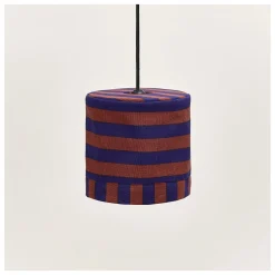 Abat-jour pour suspension en coton bio à rayures bordeaux et bleu foncé 20 cm Linda - Nobodinoz