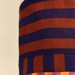 Abat-jour pour suspension en coton bio à rayures bordeaux et bleu foncé 20 cm Linda - Nobodinoz