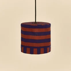 Abat-jour pour suspension en coton bio à rayures bordeaux et bleu foncé 20 cm Linda - Nobodinoz