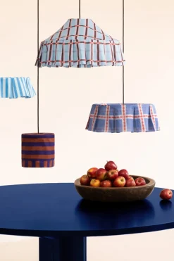 Abat-jour pour suspension en coton bio à rayures bordeaux et bleu foncé 20 cm Linda - Nobodinoz