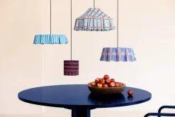 Abat-jour pour suspension en coton bio à rayures bordeaux et bleu foncé 20 cm Linda - Nobodinoz