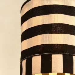 Abat-jour pour suspension en coton bio à rayures noir et beige 20 cm Linda - Nobodinoz