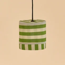 Abat-jour pour suspension en coton bio à rayures vert et bleu 20 cm Linda - Nobodinoz