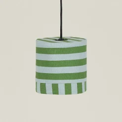 Abat-jour pour suspension en coton bio à rayures vert et bleu 20 cm Linda - Nobodinoz