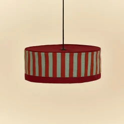 Abat-jour pour suspension en coton bio rouge bleu canard et vert 50 cm Paul - Nobodinoz