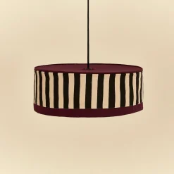 Abat-jour pour suspension en coton bio violet, noir et beige 50 cm Paul - Nobodinoz