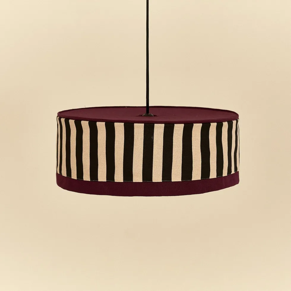 Abat-jour pour suspension en coton bio violet, noir et beige 50 cm Paul - Nobodinoz