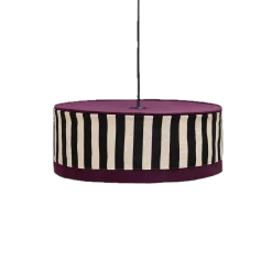 Abat-jour pour suspension en coton bio violet, noir et beige 50 cm Paul - Nobodinoz