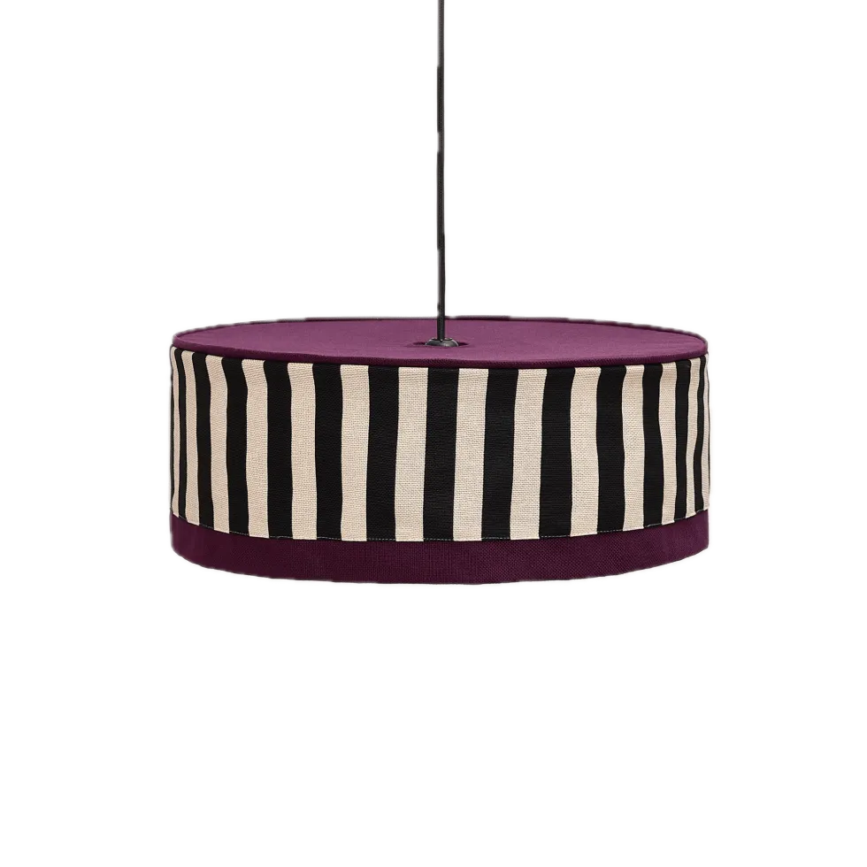 Abat-jour pour suspension en coton bio violet, noir et beige 50 cm Paul - Nobodinoz