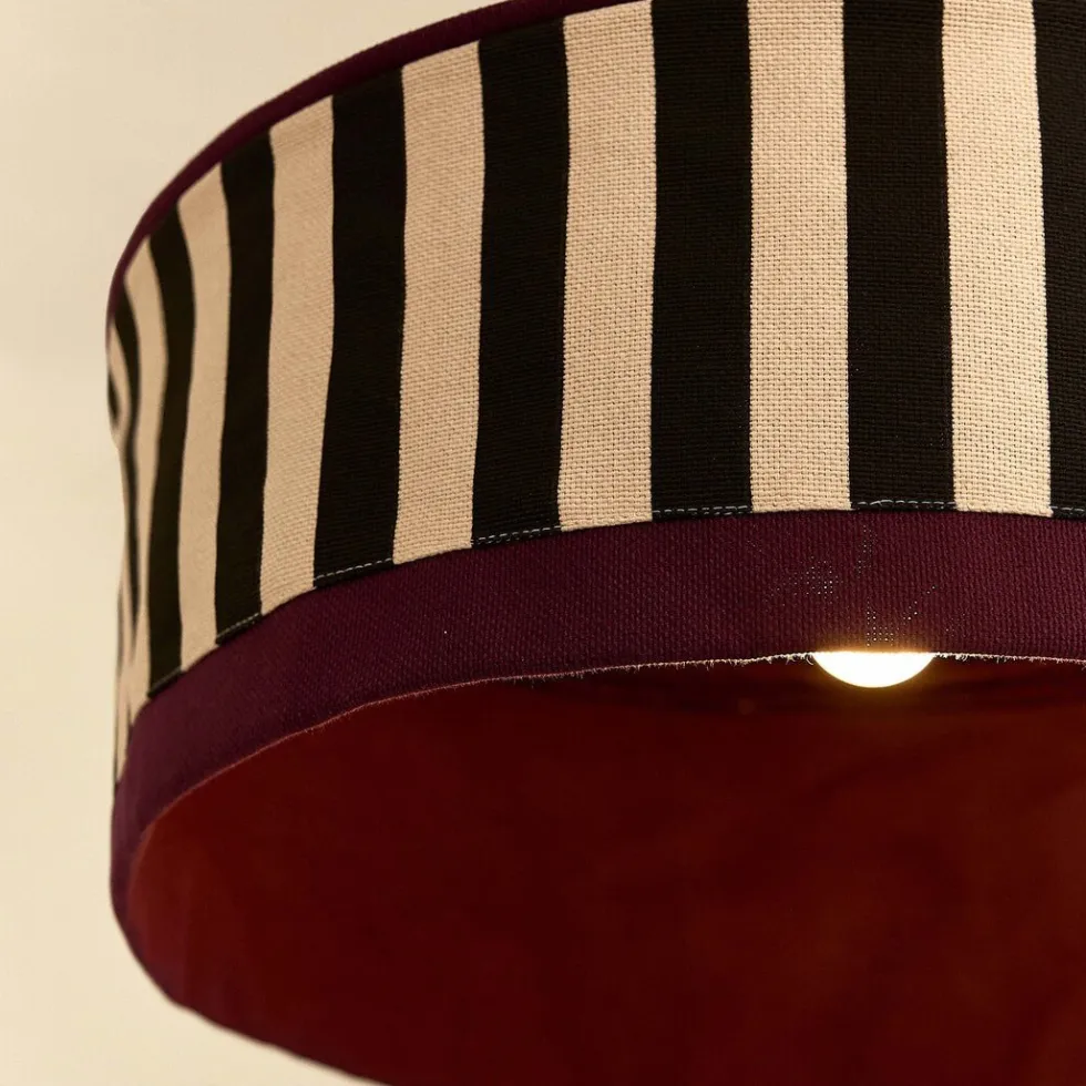 Abat-jour pour suspension en coton bio violet, noir et beige 50 cm Paul - Nobodinoz