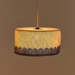Abat-jour pour suspension en lin français bleu 40 cm Vibes - Nobodinoz