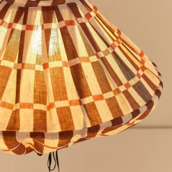 Abat-jour pour suspension en lin français à carreaux marron et rouge 50 cm Yumi - Nobodinoz