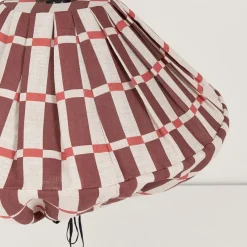 Abat-jour pour suspension en lin français à carreaux marron et rouge 50 cm Yumi - Nobodinoz