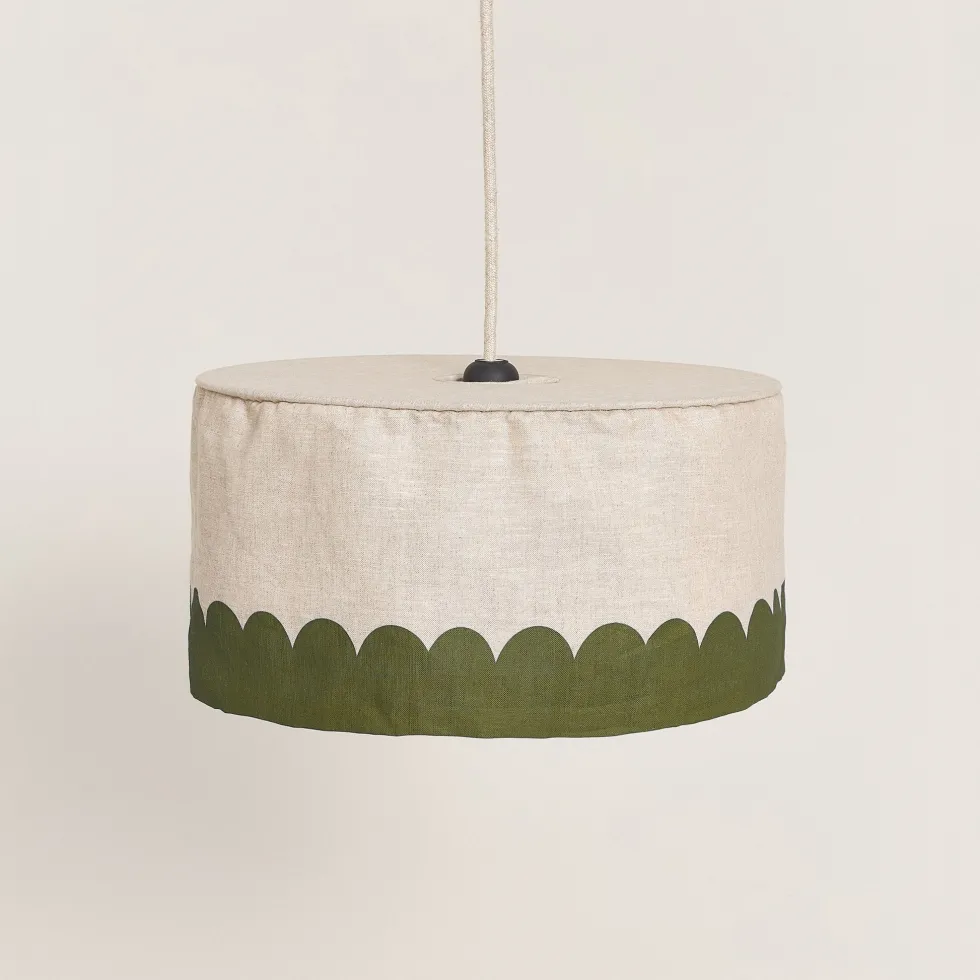 Abat-jour pour suspension en lin français vert 40 cm Vibes - Nobodinoz