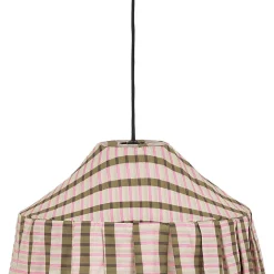 Abat-jour pour suspension en voile de coton bio à carreaux vert kaki et rose 50cm Nicole - Nobodinoz