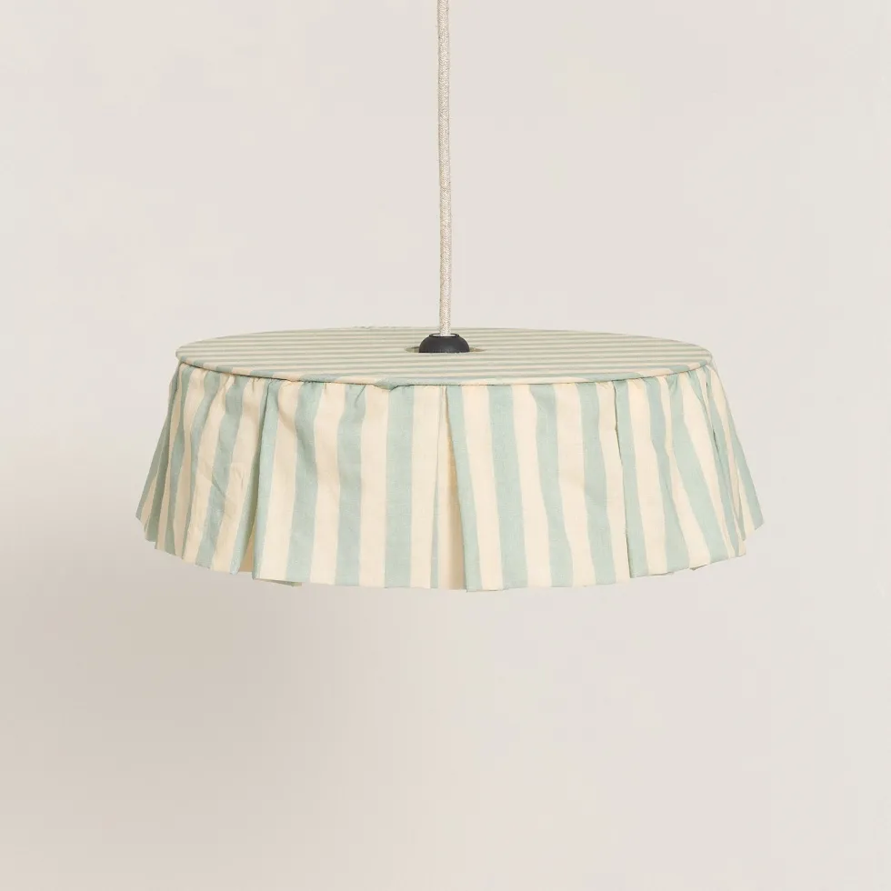 Abat-jour pour suspension en voile de coton bio à rayures bleu turquoise 40 cm Vibes - Nobodinoz