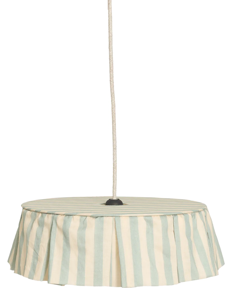 Abat-jour pour suspension en voile de coton bio à rayures bleu turquoise 40 cm Vibes - Nobodinoz