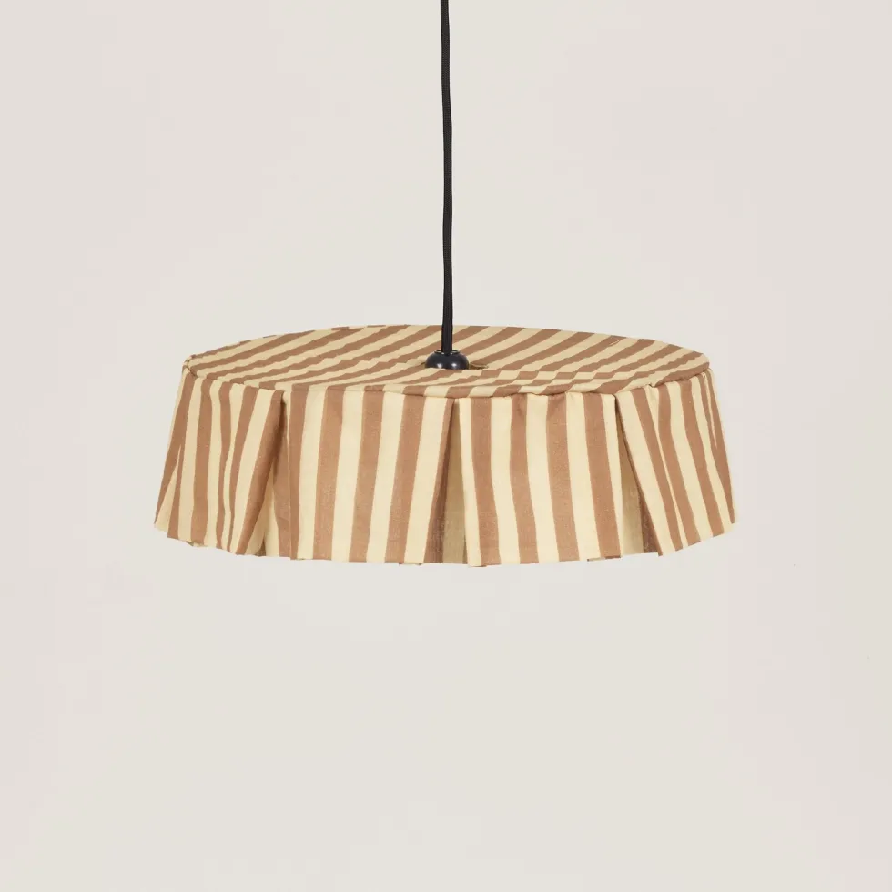 Abat-jour pour suspension en voile de coton bio à rayures marron et jaune 40 cm Vibes - Nobodinoz