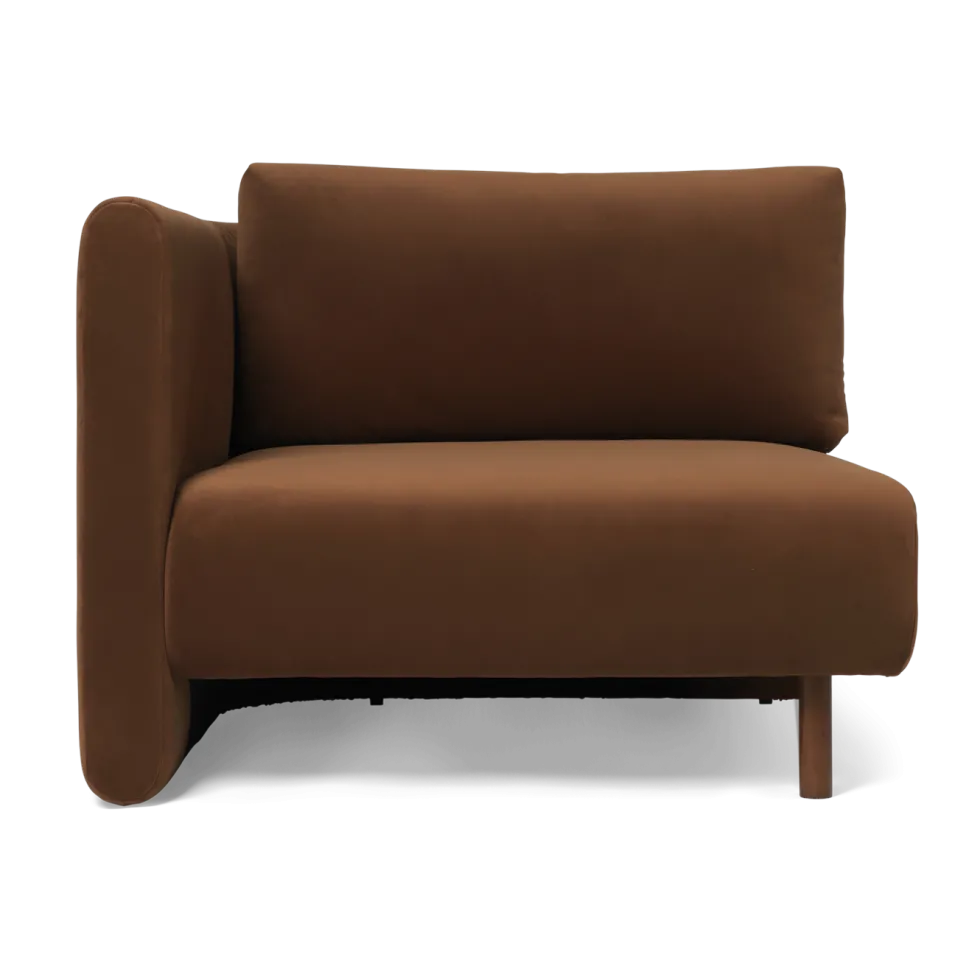 Angle gauche de canapé modulable en velours marron Dase - Ferm living
