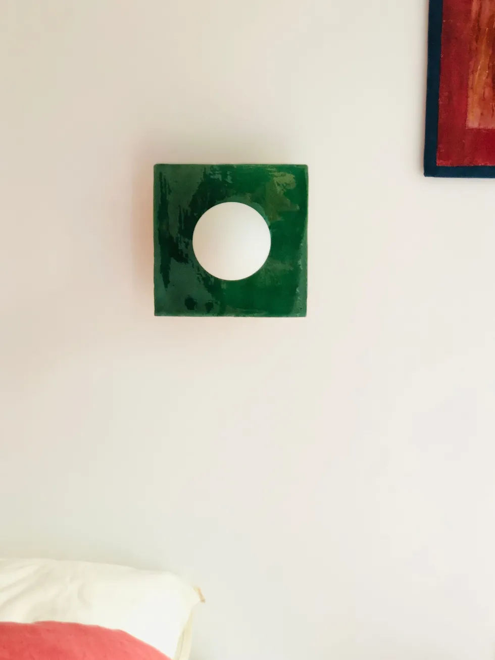 Applique murale carrée en aluminium et carreaux de céramique vert 20cm Globe Tile - Carré Coco
