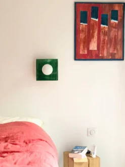 Applique murale carrée en aluminium et carreaux de céramique vert 20cm Globe Tile - Carré Coco