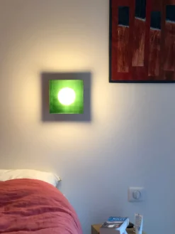 Applique murale carrée en aluminium et carreaux de céramique vert 20cm Globe Tile - Carré Coco