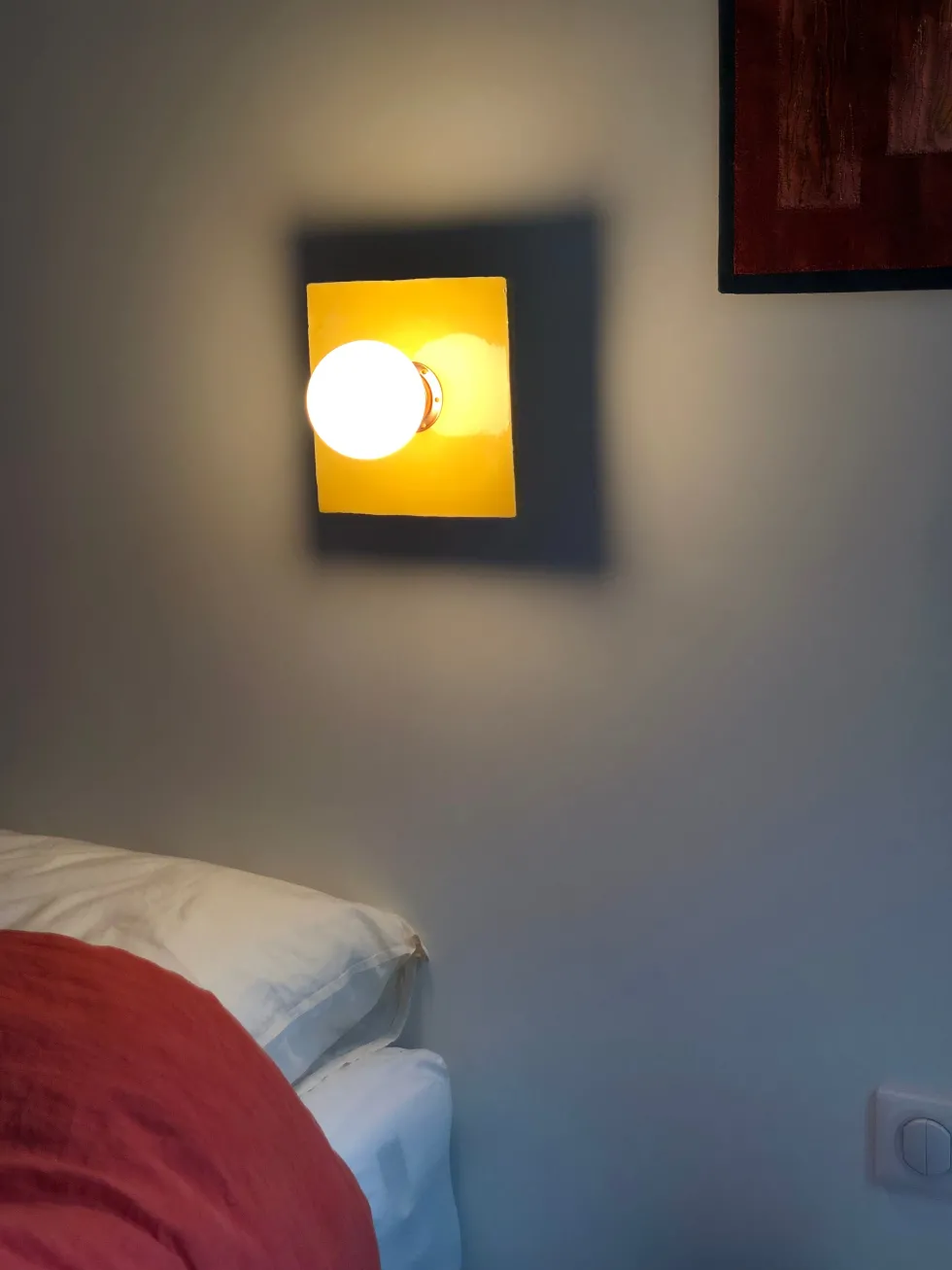Applique murale carré en carreaux de céramique jaune 20cm Globe Tile - Carré Coco