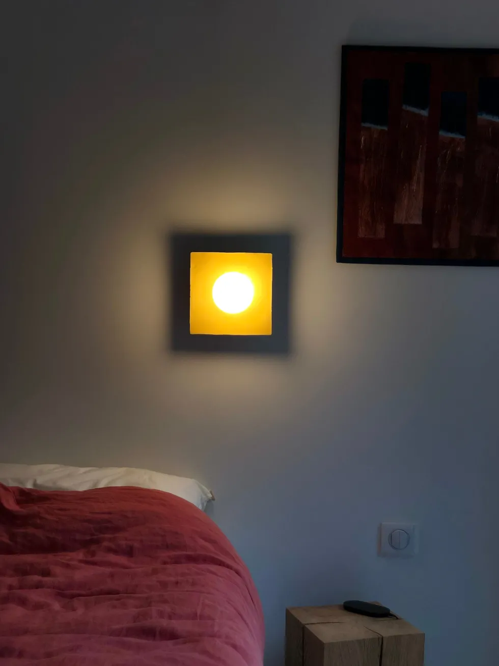 Applique murale carré en carreaux de céramique jaune 20cm Globe Tile - Carré Coco