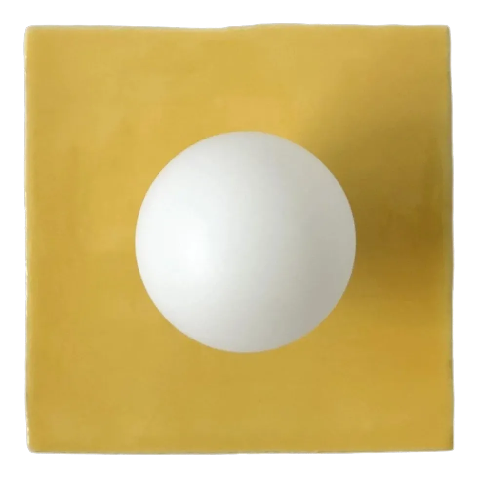 Applique murale carré en carreaux de céramique jaune 20cm Globe Tile - Carré Coco