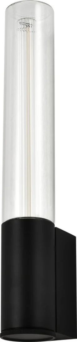 Applique murale d'extérieur en verre et métal noir 45,5cm Lewis - Elements Lighting