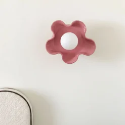 Applique murale en céramique rose poudré et bois 20x11x27cm Jelly - Carré Coco