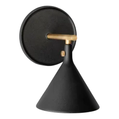 Applique murale en fonte d'aluminium noir et détail en laiton brossé 19cm Cast Sconce - Audo