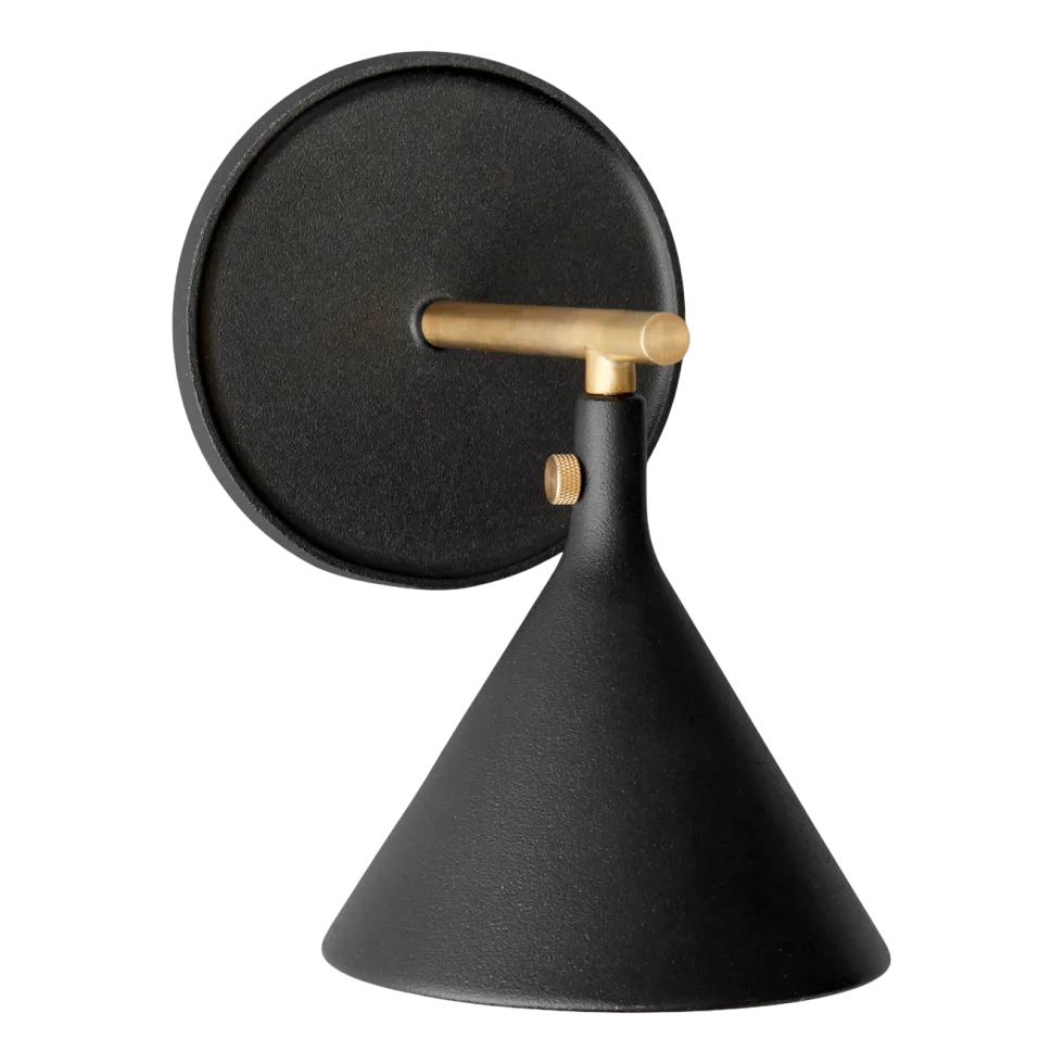 Applique murale en fonte d'aluminium noir et détail en laiton brossé 19cm Cast Sconce - Audo