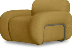 Arc Lounge Fauteuil Cadre Frêne Lin Brûlé Ocre - HKLIVING