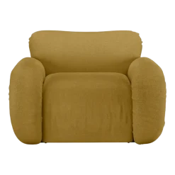 Arc Lounge Fauteuil Cadre Frêne Lin Brûlé Ocre - HKLIVING