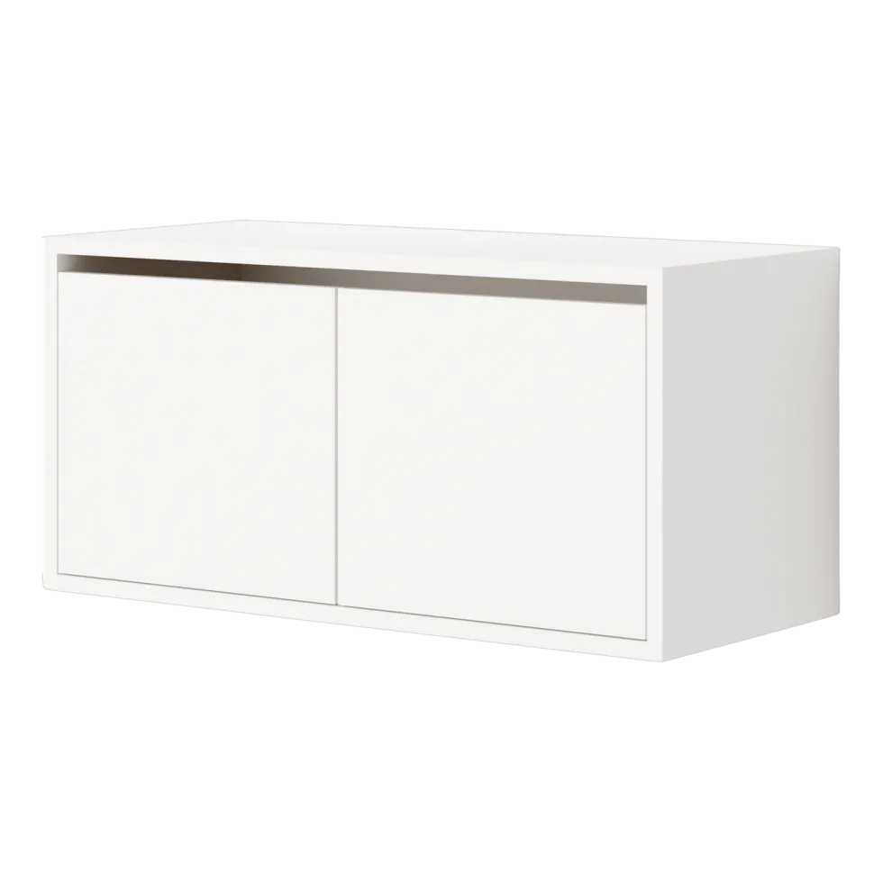 Armoire basse avec portes en bois blanc 38,4cm - New Works