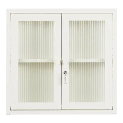 Armoire murale en acier blanc craie et verre cannelé 60x18x57cm The Kit - Mustard Made