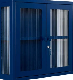 Armoire murale en acier bleu marine et verre cannelé 60x18x57cm The Kit - Mustard Made