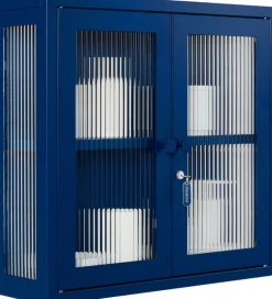 Armoire murale en acier bleu marine et verre cannelé 60x18x57cm The Kit - Mustard Made